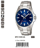 Casio Edifice EFV-100D-2A men's sports watch with a 42mm stainless steel case and bracelet, 100m water resistance, and quartz movement for accurate timekeeping, perfect for active lifestyles.