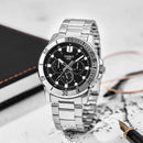 Analog chronograph men's watch Casio MTP-VD300D-1E with a 45mm stainless steel strap, waterproof design, and quartz movement, perfect for any occasion and a great addition to your collection of luxury watches.