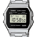Casio Classic Retro Digital Watch A158WEA-1EF Black - Stainless Steel Bracelet Watch with Date Display, Waterproof and Multifunctional Features, perfect for men looking for a stylish and durable timepiece.