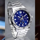 Casio men's analog chronograph watch mtp-vd300d-2e 45mm steel strap