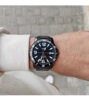 Casio sports watch mtp-vd01b-1b ion bath triple clasp black dial 45mm steel strap 3 hands