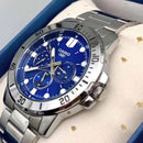 Casio men's analog chronograph watch mtp-vd300d-2e 45mm steel strap