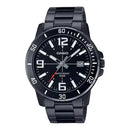 Casio sports watch mtp-vd01b-1b ion bath triple clasp black dial 45mm steel strap 3 hands