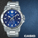 Casio men's analog chronograph watch mtp-vd300d-2e 45mm steel strap