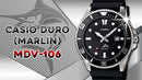 Casio marlin diving men's watch mdv-106-1a black dial 44mm rubber strap 200m water resist casio marlin mdv-106-1a men's diving watch black dial 44mm rubber strap 200m water resist