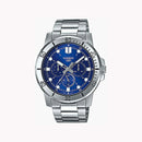 Casio men's analog chronograph watch mtp-vd300d-2e 45mm steel strap