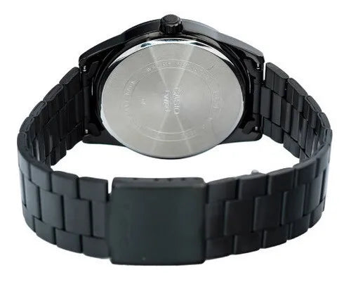 Casio sports watch mtp-vd01b-1b ion bath triple clasp black dial 45mm steel strap 3 hands