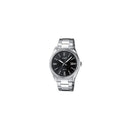 Casio MTP-1302D-1A1 Classic Men's Watch with Black Dial, Neon Display, and Stainless Steel Strap; features mineral glass, date indicator, and 5 bar water resistance, perfect for stylish everyday wear.