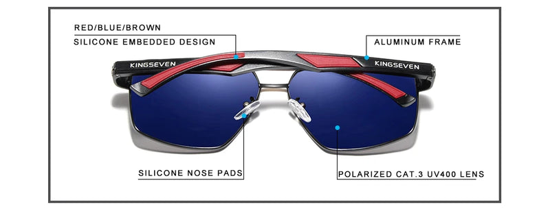 KINGSEVEN Aluminum Men's Sunglasses Polarized Lens Brand Design Temples Sun glasses Coating Mirror Glasses Oculos de sol 7719