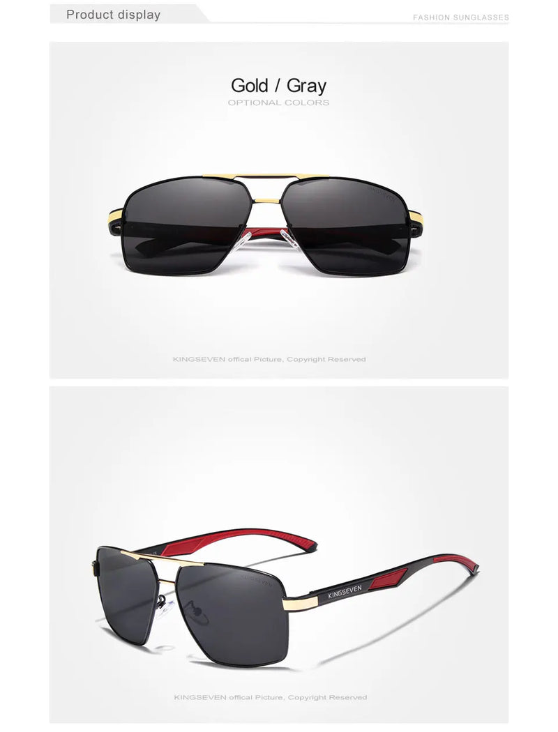 KINGSEVEN Aluminum Men's Sunglasses Polarized Lens Brand Design Temples Sun glasses Coating Mirror Glasses Oculos de sol 7719