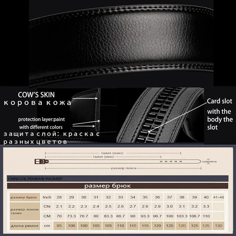 Men Belts Automatic Buckle Belt Genune Leather High Quality Belts For Men Leather Strap Casual  Buises  for Jeans