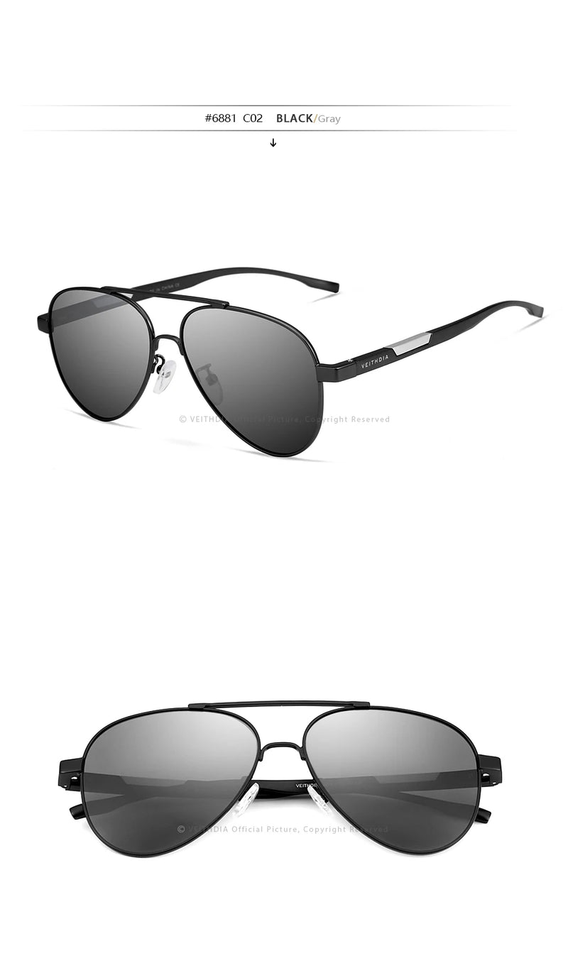 VEITHDIA Men's Sunglasses Aluminum Photochromic Women Polarized UV400 Lens Fashion Driving Outdoor Eyewear Male Sun Glasses 6699