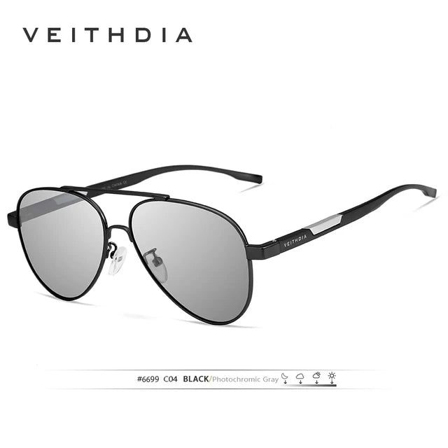 VEITHDIA Men's Sunglasses Aluminum Photochromic Women Polarized UV400 Lens Fashion Driving Outdoor Eyewear Male Sun Glasses 6699