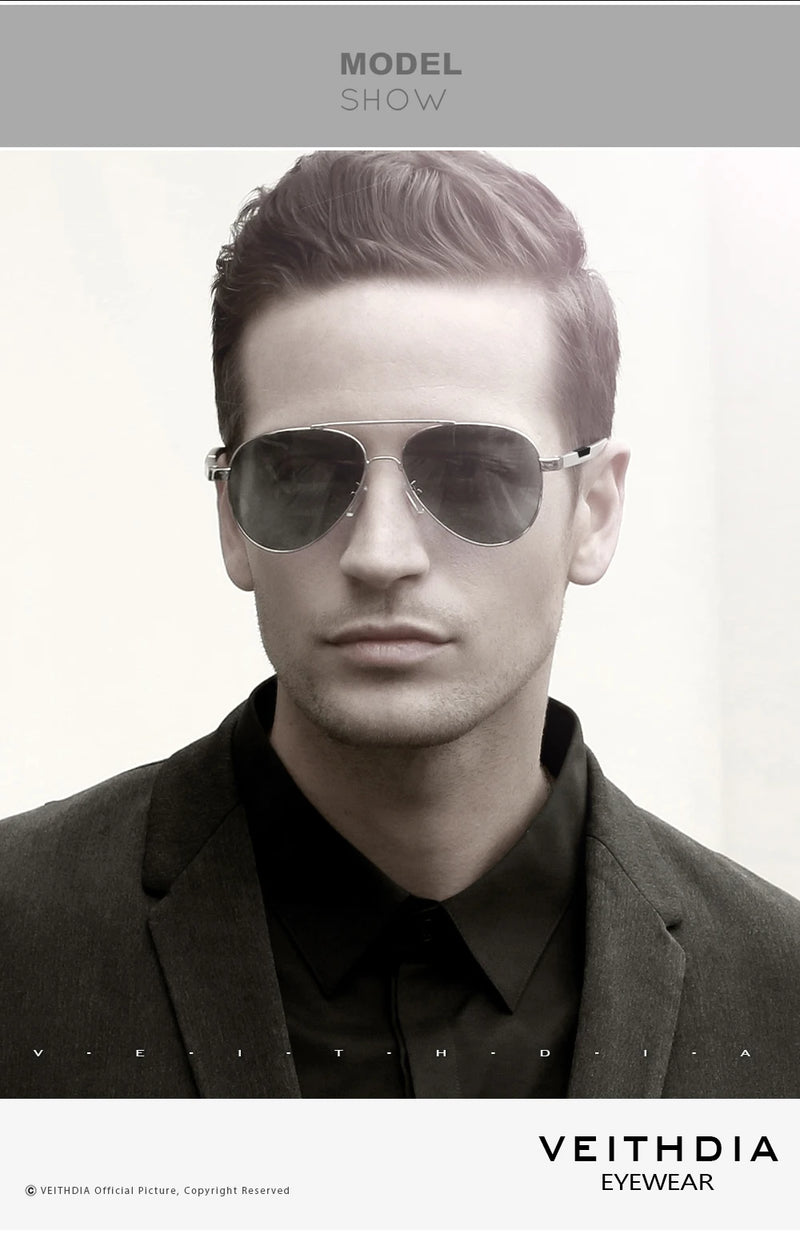 VEITHDIA Men's Sunglasses Aluminum Photochromic Women Polarized UV400 Lens Fashion Driving Outdoor Eyewear Male Sun Glasses 6699