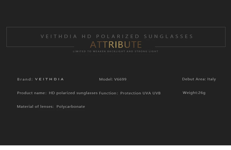 VEITHDIA Men's Sunglasses Aluminum Photochromic Women Polarized UV400 Lens Fashion Driving Outdoor Eyewear Male Sun Glasses 6699