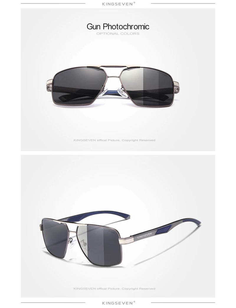 KINGSEVEN Aluminum Men's Sunglasses Polarized Lens Brand Design Temples Sun glasses Coating Mirror Glasses Oculos de sol 7719