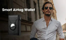 Men's Carbon Fiber Magnetic Card Clip Leather RFID Triple Fold Card with Zipper Wallet Pop Up Smart AirTag Wallet