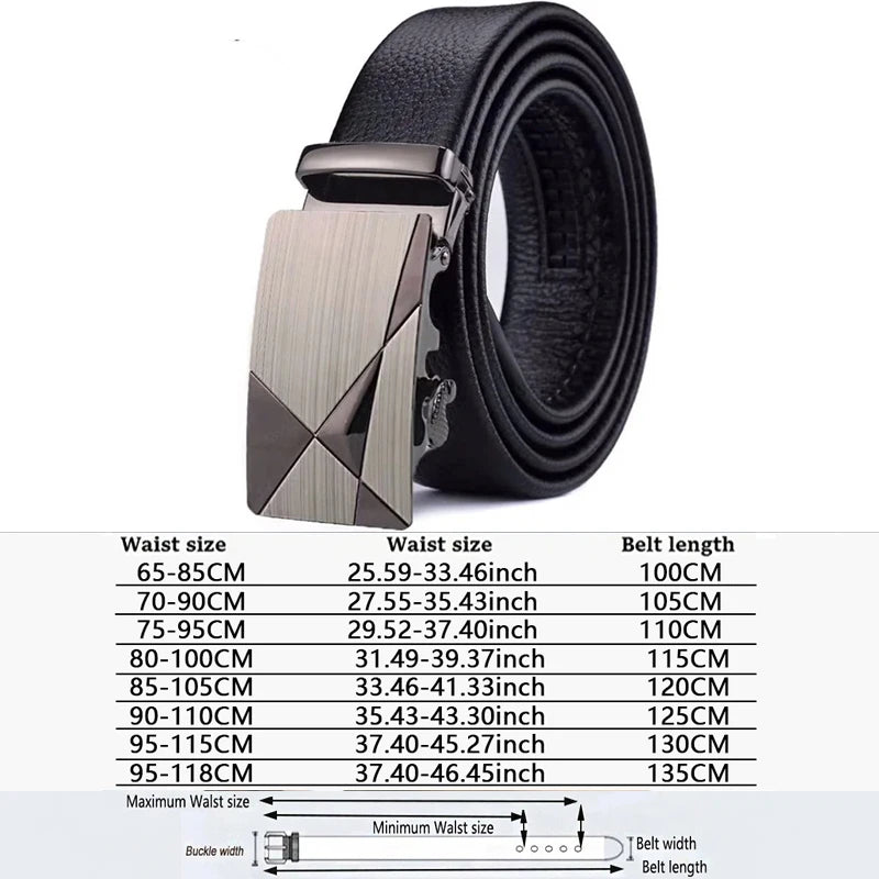 Men Belts Automatic Buckle Belt Genune Leather High Quality Belts For Men Leather Strap Casual  Buises  for Jeans