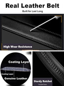 Men's High-Quality Genuine Leather Belt Adjustable Automatic Buckle Black/Brown Cuttable Ratchet Belt for Men