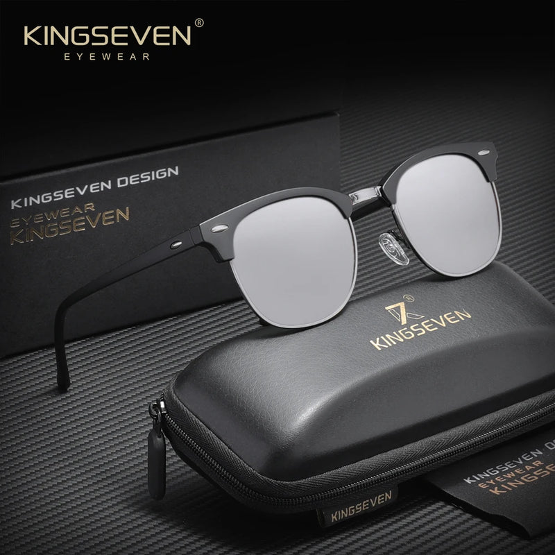 KINGSEVEN Luxury Causal Large Frame Sunglass Women Sunscreen Fashion Polarized UV400 Glasses Outdoor Driving Alloy Eyeglasses