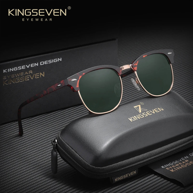 KINGSEVEN Luxury Causal Large Frame Sunglass Women Sunscreen Fashion Polarized UV400 Glasses Outdoor Driving Alloy Eyeglasses