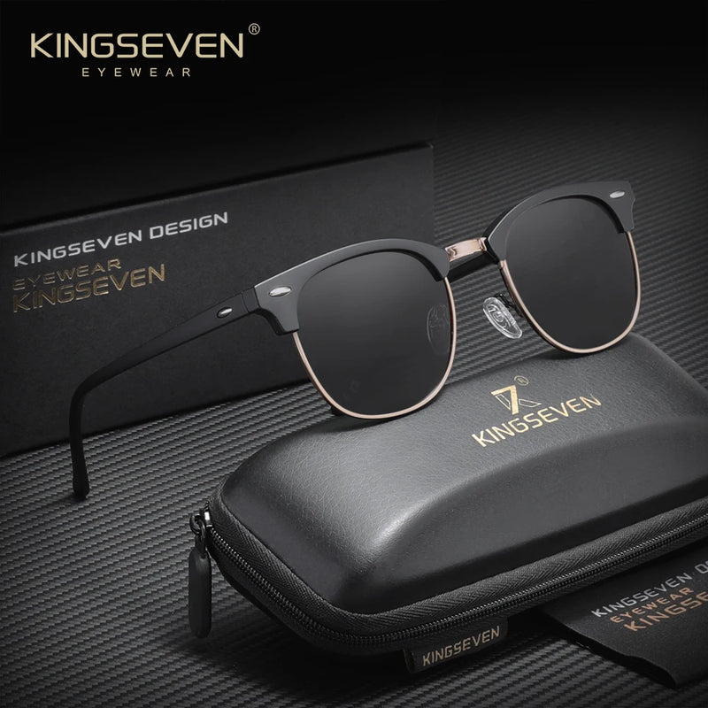 KINGSEVEN Luxury Causal Large Frame Sunglass Women Sunscreen Fashion Polarized UV400 Glasses Outdoor Driving Alloy Eyeglasses