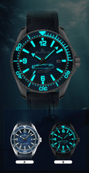 BAOFEILUN Dive Watch Wave dial Automatic Watch 300M Waterproof Ceramic bezel Date Mineral Crystal Luminous Diving