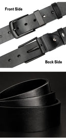 Maikun Men's Vintage Casual Belt Black Pin Buckle Student Versatile Leather Wide Belt