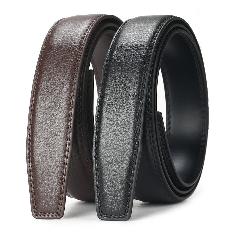 Men's High-Quality Genuine Leather Belt Adjustable Automatic Buckle Black/Brown Cuttable Ratchet Belt for Men