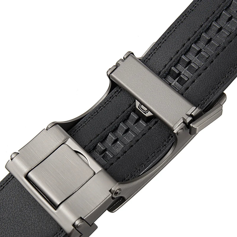 Men's High-Quality Genuine Leather Belt Adjustable Automatic Buckle Black/Brown Cuttable Ratchet Belt for Men