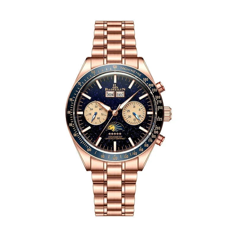 BAOFEILUN Moonwatch Style Men Automatic Watches 42mm Stainless Steel Galaxy Dial Sapphire crystal 5ATM Full Calendar Luxury Gift