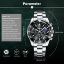 Men's Stainless Steel Chronograph Watch, Waterproof Designer Wristwatch, Luminous Analogue Business Watch With Date