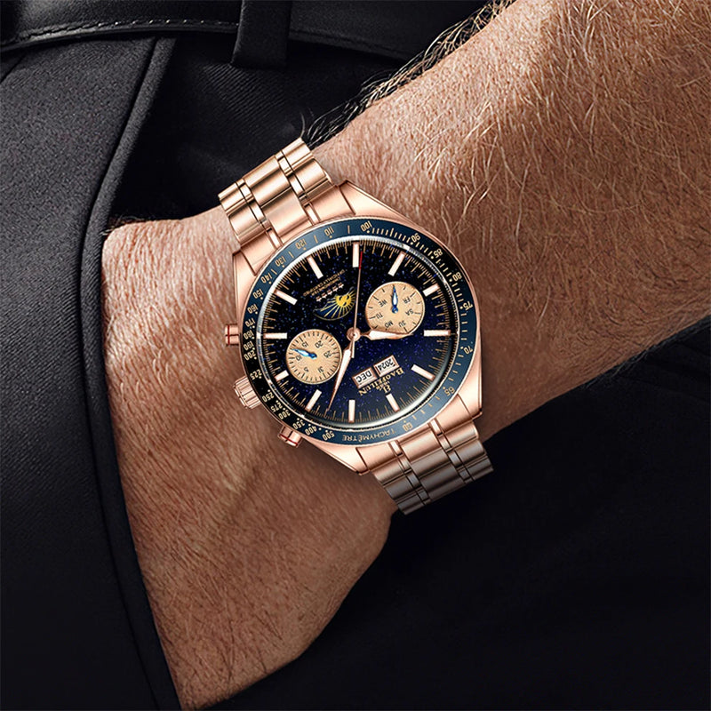 BAOFEILUN Moonwatch Style Men Automatic Watches 42mm Stainless Steel Galaxy Dial Sapphire crystal 5ATM Full Calendar Luxury Gift