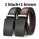 Men's High-Quality Genuine Leather Belt Adjustable Automatic Buckle Black/Brown Cuttable Ratchet Belt for Men