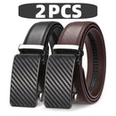 Men's High-Quality Genuine Leather Belt Adjustable Automatic Buckle Black/Brown Cuttable Ratchet Belt for Men