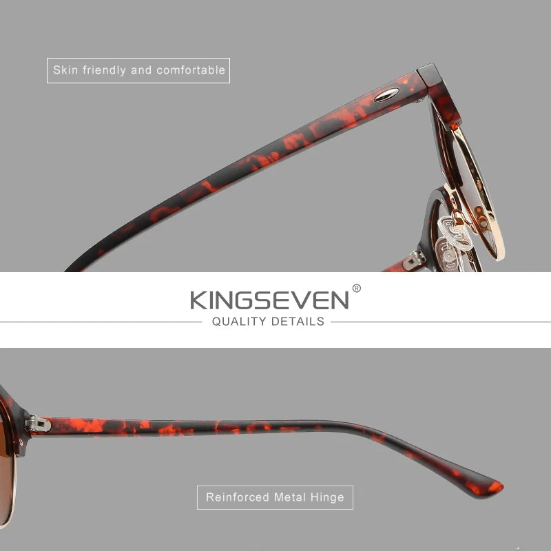 KINGSEVEN Luxury Causal Large Frame Sunglass Women Sunscreen Fashion Polarized UV400 Glasses Outdoor Driving Alloy Eyeglasses