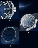 BAOFEILUN Dive Watch Wave dial Automatic Watch 300M Waterproof Ceramic bezel Date Mineral Crystal Luminous Diving