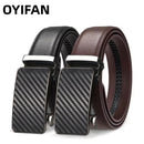 Men's High-Quality Genuine Leather Belt Adjustable Automatic Buckle Black/Brown Cuttable Ratchet Belt for Men