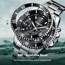 Men's Stainless Steel Chronograph Watch, Waterproof Designer Wristwatch, Luminous Analogue Business Watch With Date