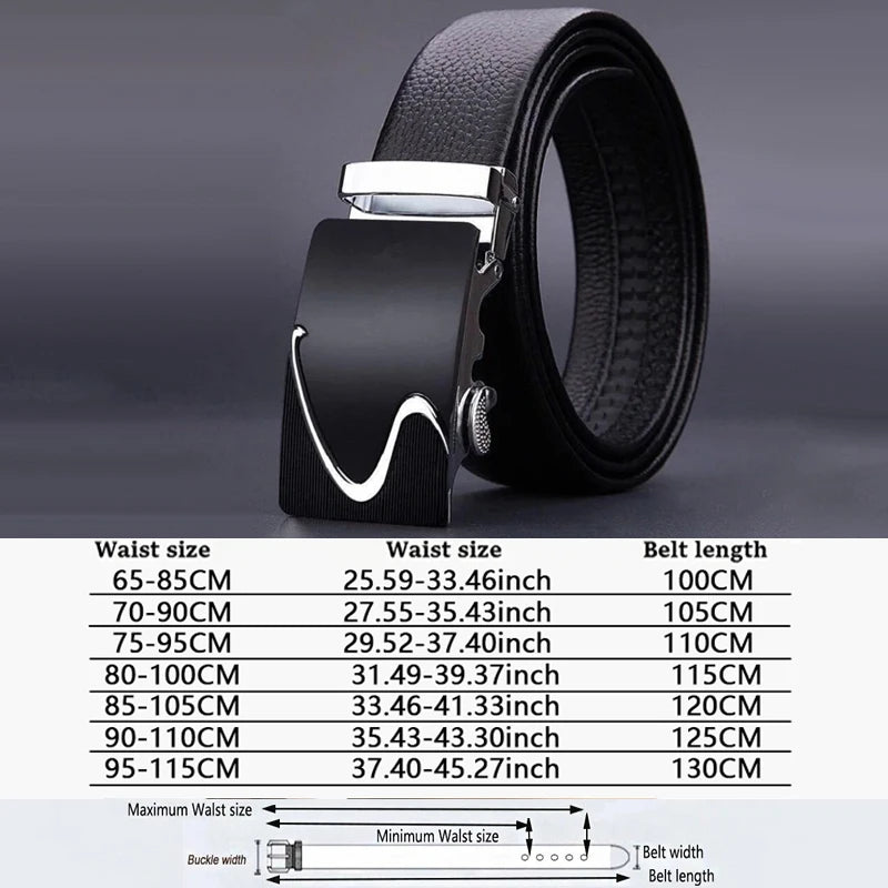 Men Belts Automatic Buckle Belt Genune Leather High Quality Belts For Men Leather Strap Casual  Buises  for Jeans