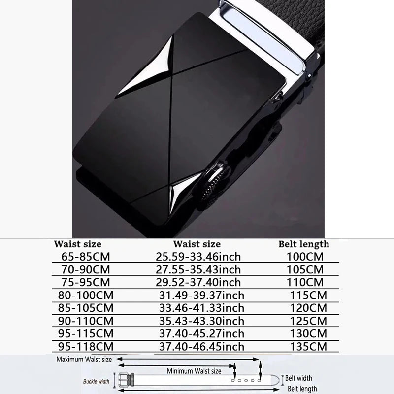 Men Belts Automatic Buckle Belt Genune Leather High Quality Belts For Men Leather Strap Casual  Buises  for Jeans