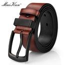 Maikun Men's Vintage Casual Belt Black Pin Buckle Student Versatile Leather Wide Belt