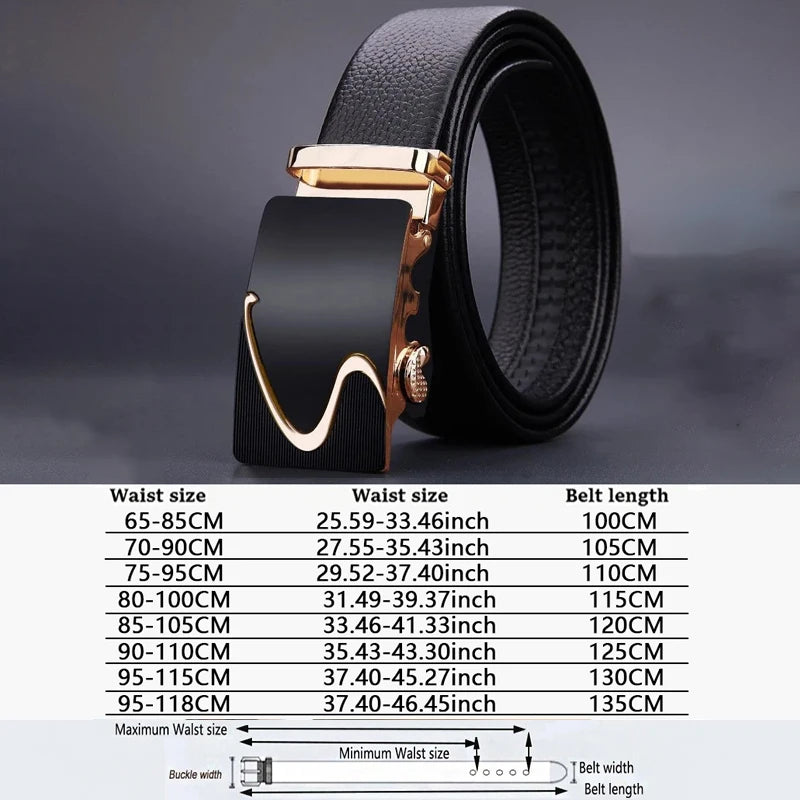 Men Belts Automatic Buckle Belt Genune Leather High Quality Belts For Men Leather Strap Casual  Buises  for Jeans