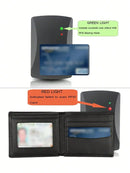 Stylish Cowhide Leather Bifold Wallet For Men - RFID Blocking & 2 ID Windows - Black