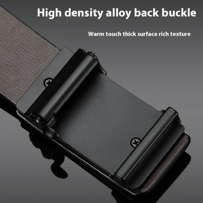 Men's Leather Belts Fashion Automatic Buckle Cowskin Male Belts Luxury Designer Black belt 105-160cm Plus Size Jeans Belt