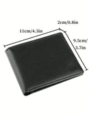 Stylish Cowhide Leather Bifold Wallet For Men - RFID Blocking & 2 ID Windows - Black