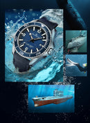 BAOFEILUN Dive Watch Wave dial Automatic Watch 300M Waterproof Ceramic bezel Date Mineral Crystal Luminous Diving