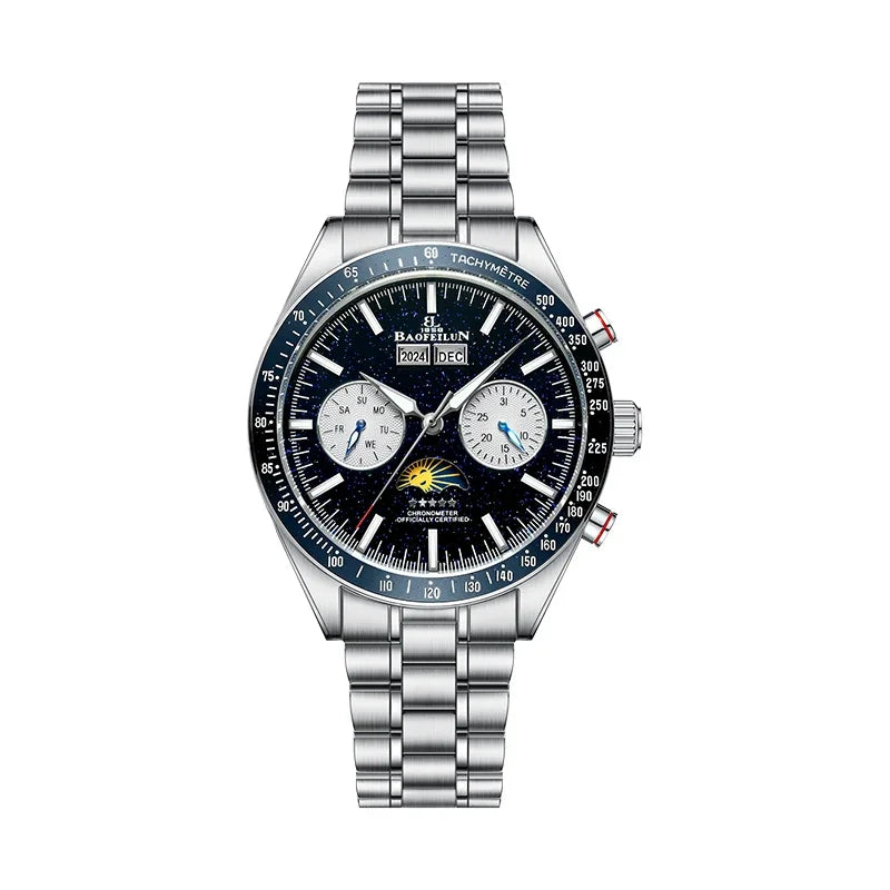 BAOFEILUN Moonwatch Style Men Automatic Watches 42mm Stainless Steel Galaxy Dial Sapphire crystal 5ATM Full Calendar Luxury Gift
