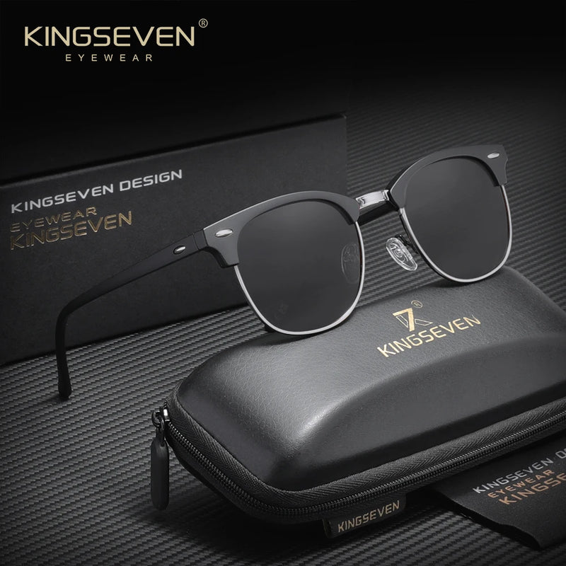 KINGSEVEN Luxury Causal Large Frame Sunglass Women Sunscreen Fashion Polarized UV400 Glasses Outdoor Driving Alloy Eyeglasses