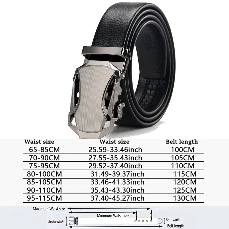 Men Belts Automatic Buckle Belt Genune Leather High Quality Belts For Men Leather Strap Casual  Buises  for Jeans